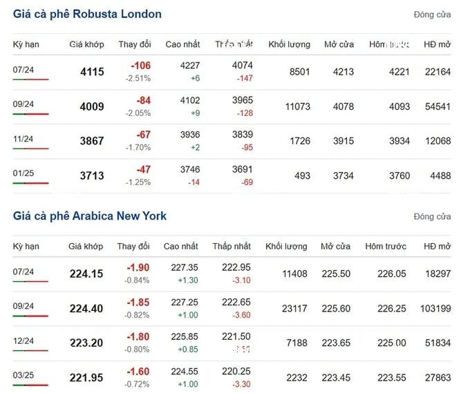 Coffee prices on 06/17/2024: reaching VND 120,500/kg