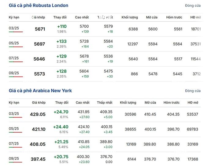 Latest Arabica and Robusta prices on February 11, 2025